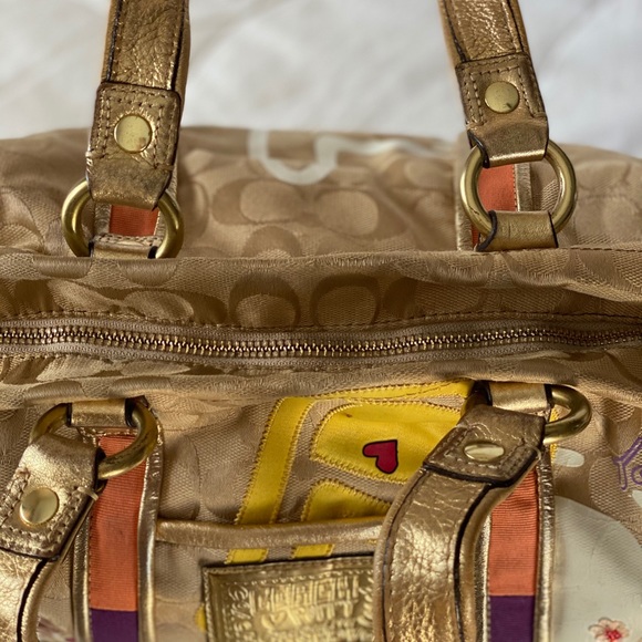 VINTAGE COACH POPPY 2010 TOTE 2/WAY BEIGE CANVAS - Picture 13 of 13